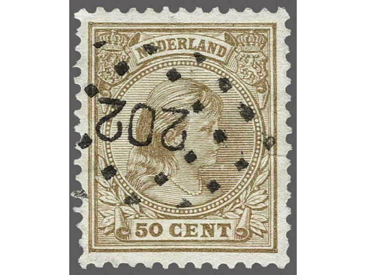 202 - Meerssen - op Hangend Haar 50 cent, vrijwel pracht ex. (hoekvouwtje linksonder), cat.w. 275+25