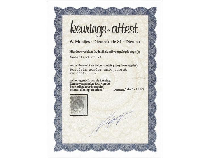 50 cent bronsgroen en roodbruin met certificaat Moeijes 1993, cat.w. 550