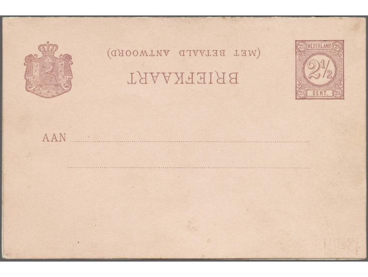 Briefkaart 2½ + 2½ cent Cijfer - vraagkaart met kopstaand opschrift - ongebruikt pracht ex. (plakkerrestje op achterzijde), c