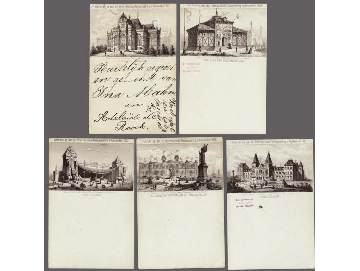 Briefkaarten Internationale Tentoonstelling 5 cent koning Willem III, Hoofd-Ingang (prijs verwijderd, sporen zichtbaar), Pavi