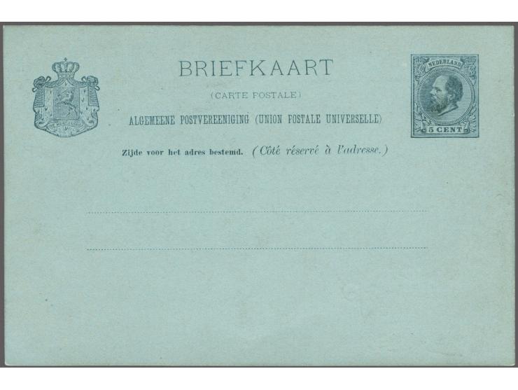 Briefkaart 5 cent koning Willem III met bedrukking Hartelijk gegroet uit Vaals, (Holland), ongebruikt pracht ex.