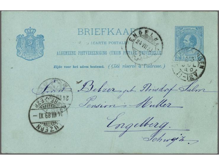 Particulier bedrukte briefkaart - Het Kurhaus te Scheveningen - , Willem III 5 cent (deze kaart wordt niet vermeld in Geuzend