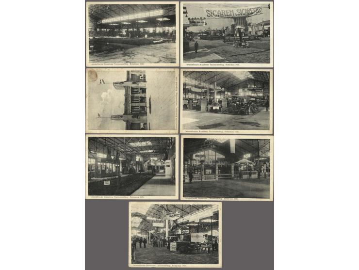 1930 Rotterdam Internationale Brandweer tentoonstelling 7 verschillende prentbriefkaarten alle met het speciale stempel (13 A