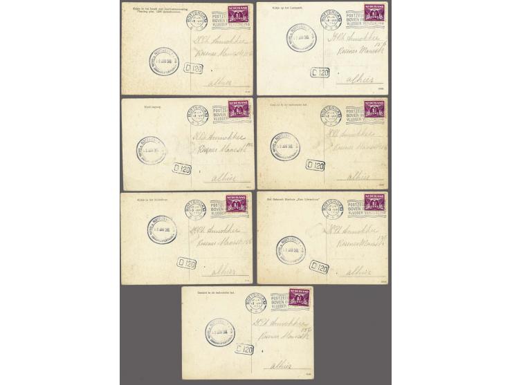 1930 Rotterdam Internationale Brandweer tentoonstelling 7 verschillende prentbriefkaarten alle met het speciale stempel (13 A