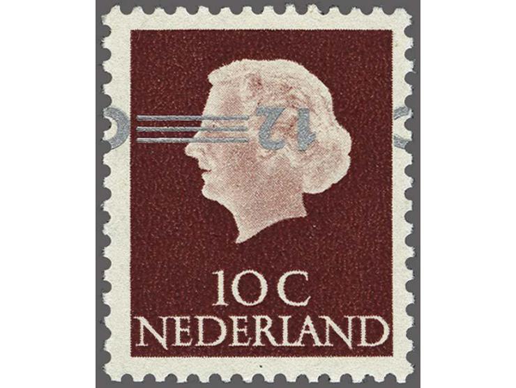 Opruimingsuitgifte 12 op 10 cent roodbruin met variëteit kopstaande opdruk gesigneerd Koopman, cat.w. 450