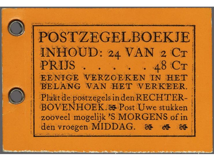 1925 boekje 48 cent (4 maal 6 zegels 2 cent oranje Lebeau) kaftkleur oranje met variëteit dubbel druk kaftje (Horn 16E + NLG 