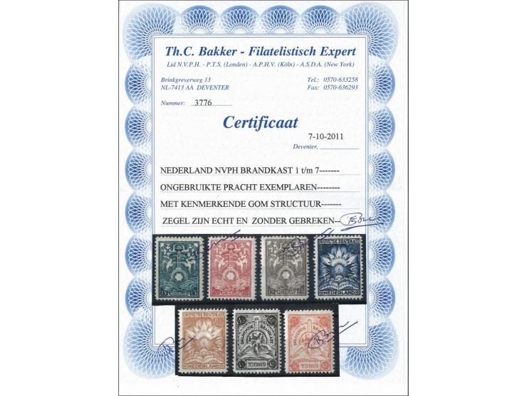 15 cent t/m 7½ gulden, pracht ex. (nr. BK5 verticale gomvouw) met certificaat Bakker 2011, cat.w. 845 