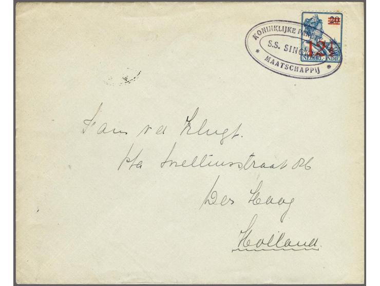 S.S. Singkep (ovaal stempel in zwart) op Hulpuitgifte 12½ op 20 cent op envelop via Medan 23-11-1931 en Tandjong Balei naar D