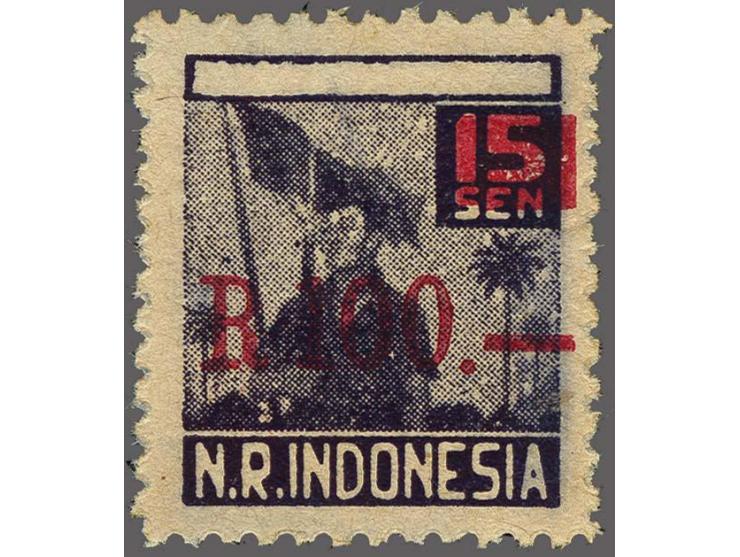 Aceh Emergency issue 100 rupiah on 15 sen dark blue, very fine