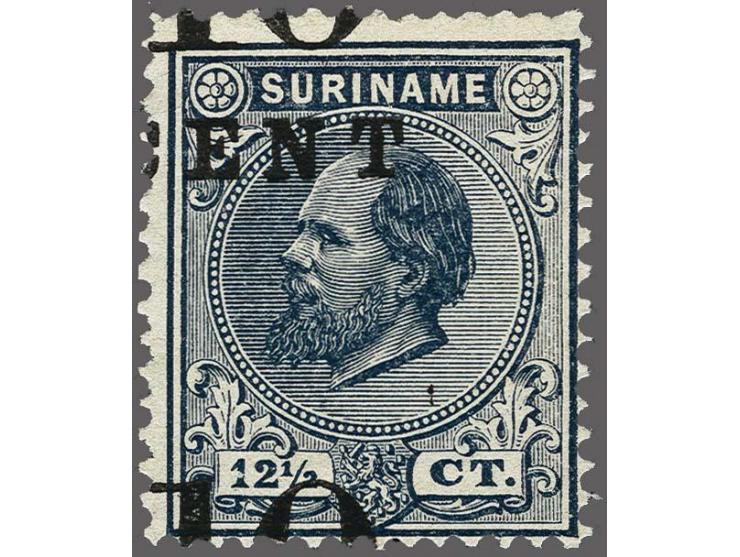 Hulpuitgifte 10 op 12½ cent blauwzwart met variëteit sterk verschoven opdruk, pracht ex., cat.w. 250&nbsp;