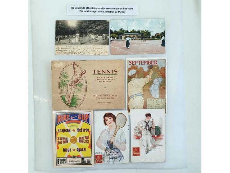 Tennis 36 postcards and some cigarette cards in album