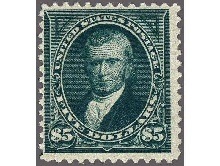 John Marshall 5 dollars dark green, very fine mounted mint with 2013 Philatelic Foundation certificate, cat.v. $ 4000
