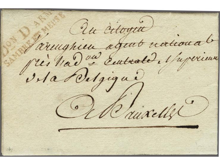 Don D ARM-/ SAMBRES ET MEUSES extremely fine in brown red on letter (preprinted Gouvernement provisoire révolutionaire jusqu'