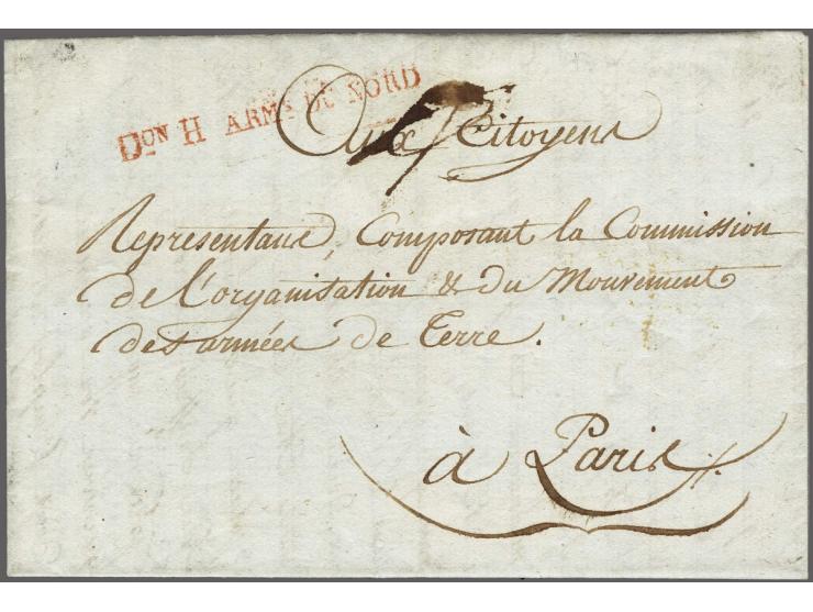 Don H ARMs DU&nbsp;NORD in red on letter from Berg-op-zoom le 26 Germinal 3e année (15 April 1795) to Paris, postage free, ve