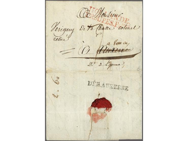 HOLLANDE/ TROUPES Faises in red on letter au Camp d'Utrecht le 29 Pluviose an 12 to a retired colonel in Auxerre (on reverse 