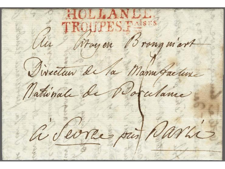 HOLLANDE./ TROUPES.Faises in red on letter from Amstd 10 nivose an X (Amsterdam 31 December 1801) to Sevre près Paris, postag