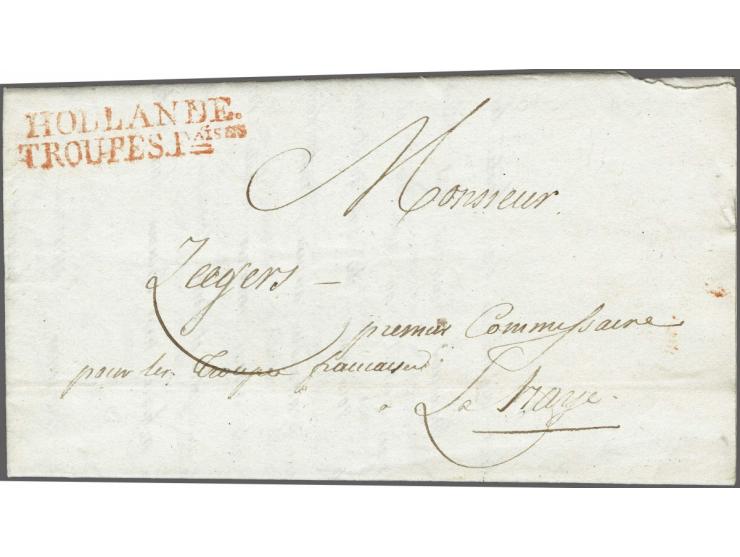 HOLLANDE/ TROUPES.Faises in red on a letter (preprinted ARMÉE FRANÇAISE) from Quartier Général à Utrecht le 21 Priairal an 13