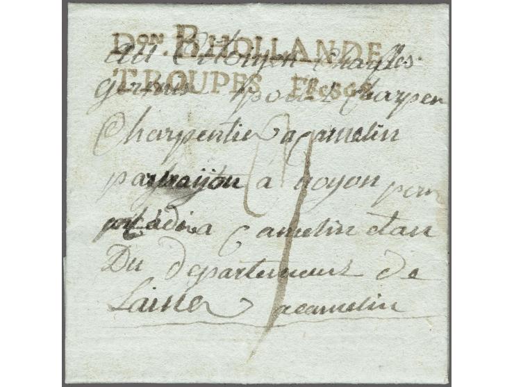 Don B HOLLANDE/ TROUPE&nbsp;Foises written in black ink (56x14 mm) on letter Dutreeg 16 fructidor l án 7 (Utrecht 2 September