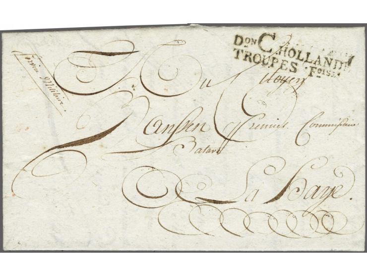 Don C HOLLANDE/ TROUPES Foises in black on letter from Middelburg 15 fructidor an 7 (1 September 1799) to La Haye, postage fr