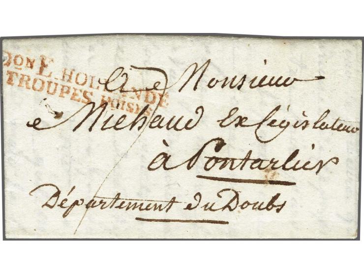 Don E HOLLANDE/ TROUPES&nbsp;Foises in red on small letter (written and signed by general Michaud) from La Haye 2 Vendémiaire