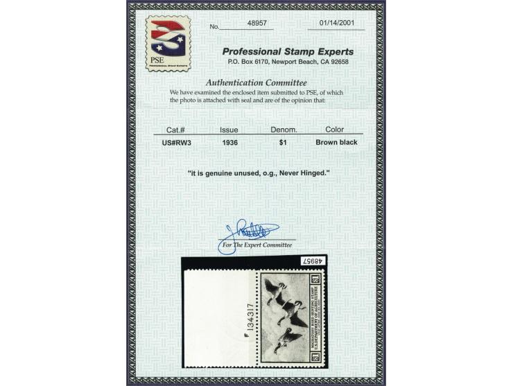 Canada Geese 1 dollar brown black (6x) all with sheet margin different plate numbers in different positions, all very fine un