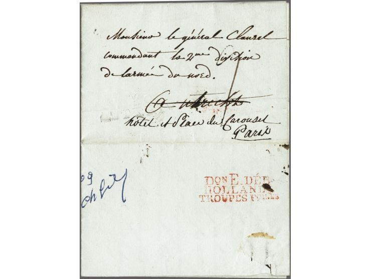 DON E. DÉB/ HOLLANDE TROUPES FOISES in red on reverse of a letter from 30/ AUTERIVE (in black, partly legible) 18 July 1806 t