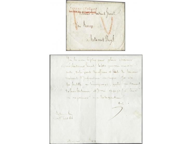 BUREAU&nbsp;GÉNÉRAL/ ARMÉE&nbsp;DE&nbsp;HOLLANDE in red on envelope (addressee Lieutenant General van Boeicop Hellevoetsluis)