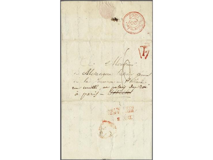 DEB/ HOLLANDE/ POSTES&nbsp;Foises at reverse on a letter from Paris (departure stamp P in open triangle) 27 November 1807 to 