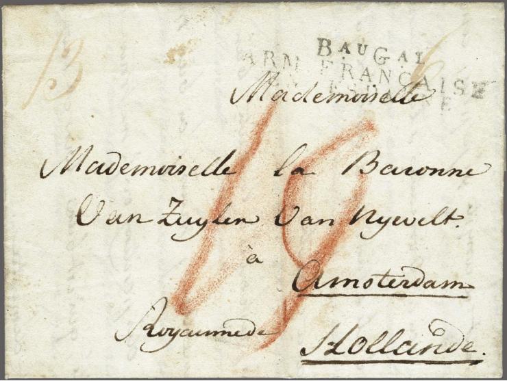 Letter from a Dutch soldier in the French army at Bayonne with black Bau Gal/ ARM.FRANÇAISE/ EN&nbsp;ESPAGNE 1 January 1810 t