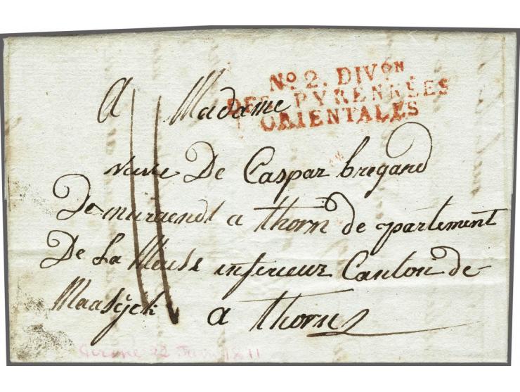 Letter from a Dutch soldier (Pierre Goeressen) in the French army with red No.2. DIVon/ DES&nbsp;PYRENNEES/ ORIENTALES to his