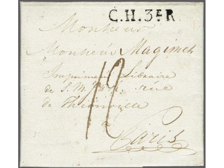 (ALKMAAR) and C.H.3eR on complete letter to Paris 7 dec.1810, postage 12 déc., only 3 letters known without town name and onl