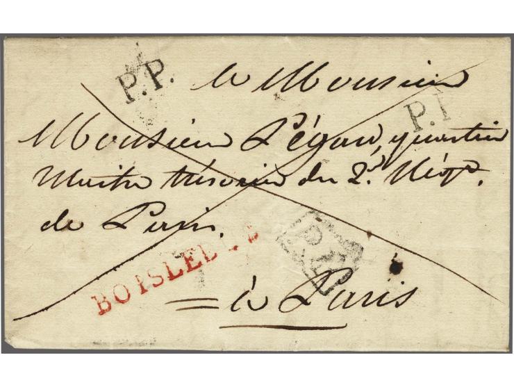 BOISLE&nbsp;DUC and P.P. (black, 2x) on complete letter to Paris le 20 Avril 1810, prepaid postage 10 st.,only known letter w