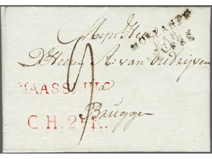 MAASSLUIS and C.H.2eR. in red on letter to Bruggen 20 Maart 1810, transit Hollande/ par/ Anvers and postage 9 déc., written M