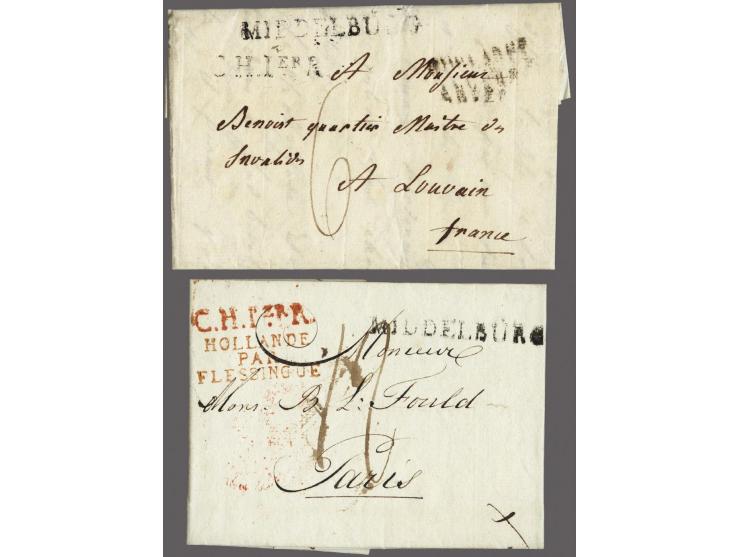 MIDDELBURG&nbsp;in and C.H.1eR, both in black on letter to Louvain le 28 Xbre 1809 (28 December) with black transit HOLLANDE/