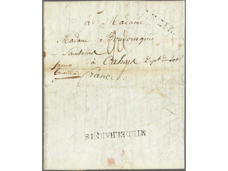 MIDDELHARNIS and (weak) C.H.2eR. on complete letter to Cahors 17 Janvier 1811, written franco Brielle, postage 23 déc., from 