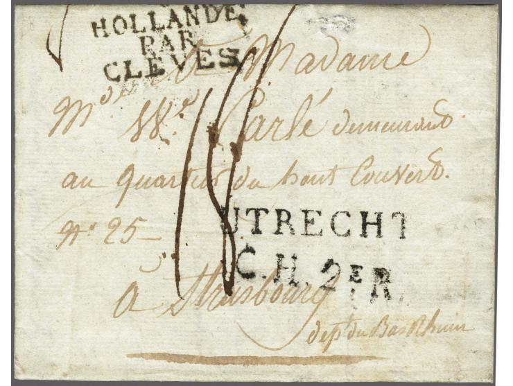 UTRECHT, 4 letters 1810 with combination Rayon mark C.H.2eR., 2 both black, to Strassbourg with transit HOLLANDE/ PAR / CLEVE