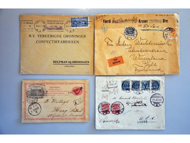 about 50 covers/postal stationery with postcards Iceland (a.o. 5 aur with 1 Gildi '02 - '03) and Sweden (postcard 12 ore, use