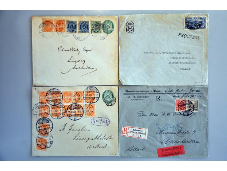 about 50 covers/postal stationery with postcards Iceland (a.o. 5 aur with 1 Gildi '02 - '03) and Sweden (postcard 12 ore, use