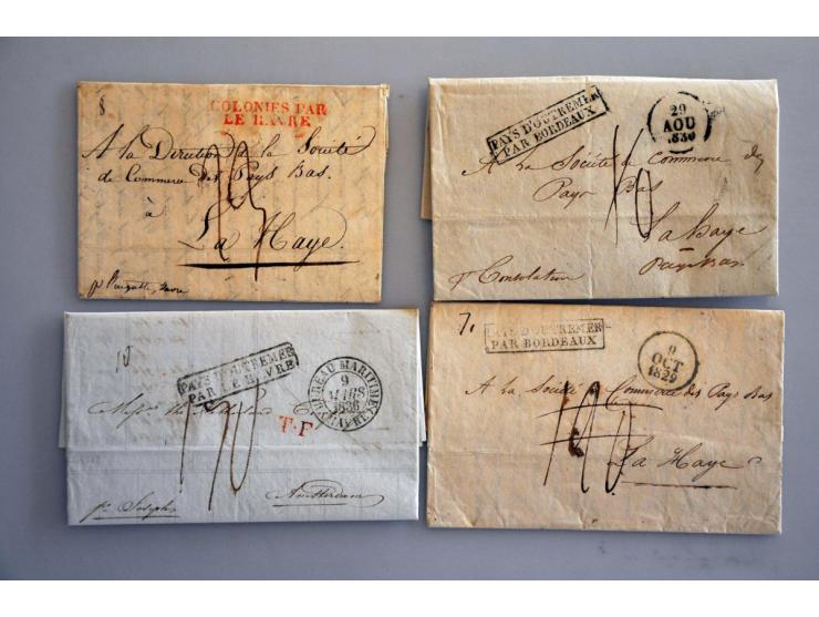 16 prephilatelic letters 1825-1835 to the Netherlands from Chile, Brasil and Cuba with French port cancellations including (r