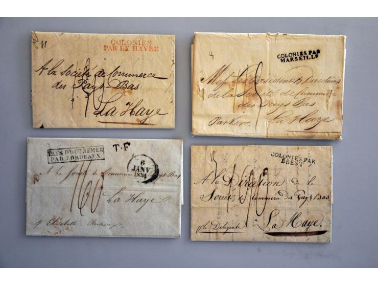 16 prephilatelic letters 1825-1835 to the Netherlands from Chile, Brasil and Cuba with French port cancellations including (r