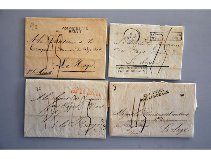 16 prephilatelic letters 1825-1835 to the Netherlands from Chile, Brasil and Cuba with French port cancellations including (r