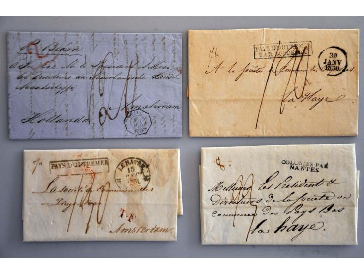 16 prephilatelic letters 1825-1835 to the Netherlands from Chile, Brasil and Cuba with French port cancellations including (r