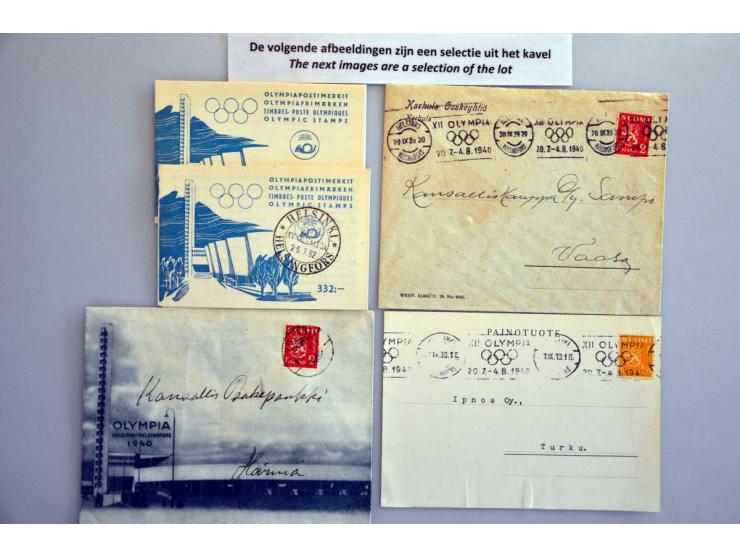 Finland 1940, 2 cards and 2 covers (1 illustrated) and 1952, 2 covers, 2 cards, 2 booklets and 35 tickets