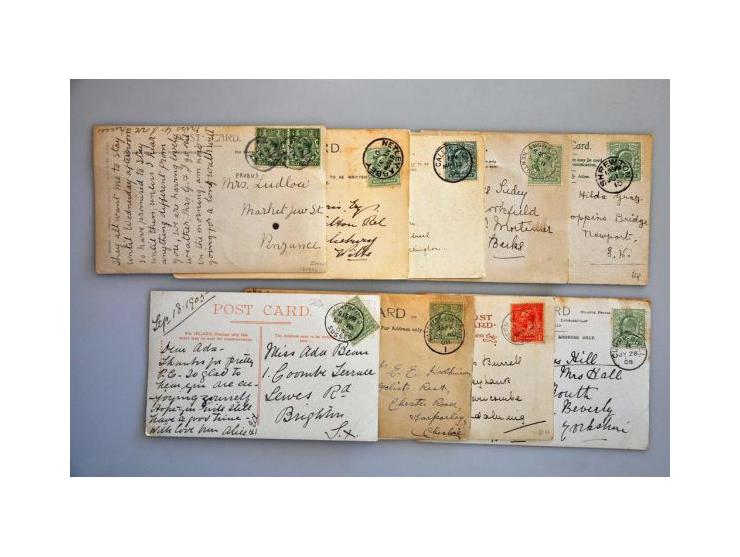 postmark collection on picture postcards (approx. 700 ex.) from the 1890s onwards including Scotland and Ireland, various typ