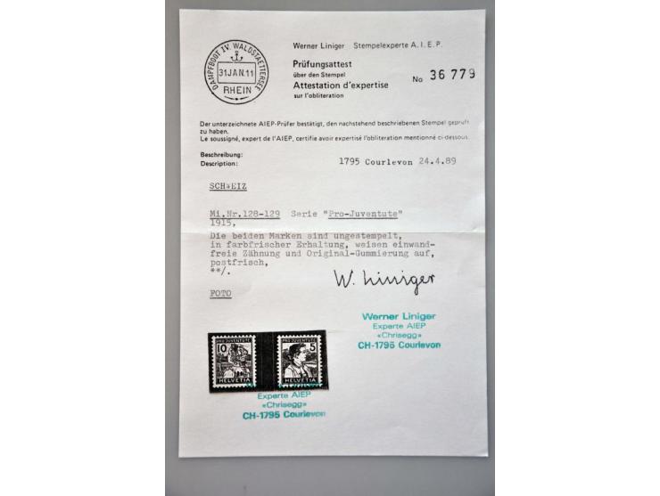 specialized collection 1854-1986 with Strubli, Sitting Helvetia and Standing Helvetia sorted on paper and perforations, Airma