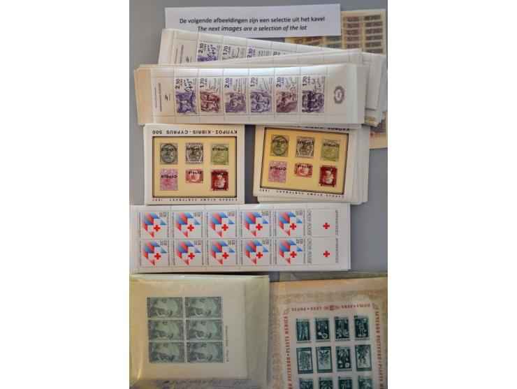 stock ** mainly miniature sheets sorted in glassines in box. Very high catalogue value!