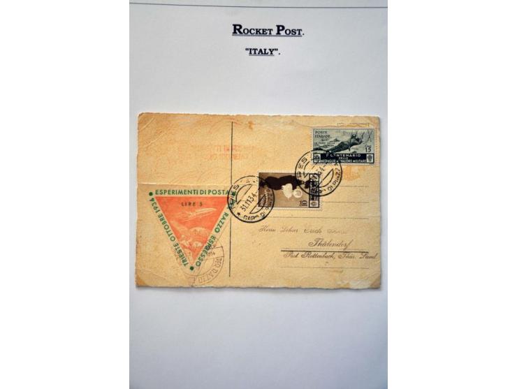 Rocket Mail (approx. 110 ex.) including Roberti, De Bruin and better pre-war covers (Sikkim, Australia, Italy, Belgium, Franc