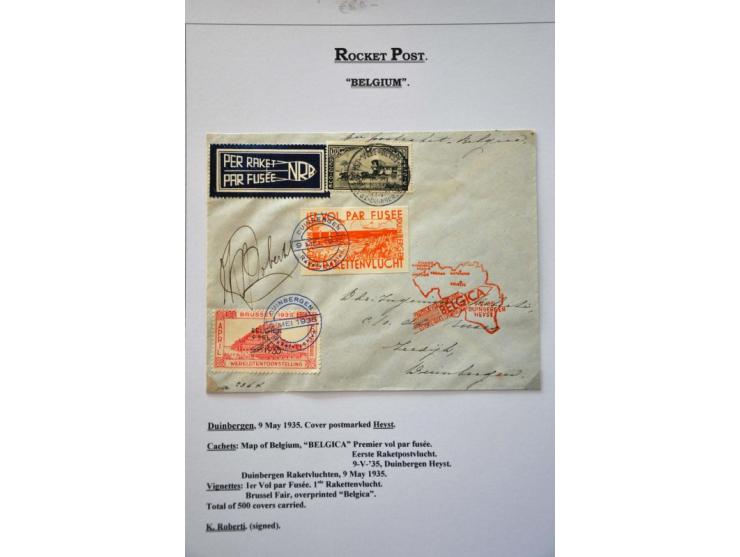 Rocket Mail (approx. 110 ex.) including Roberti, De Bruin and better pre-war covers (Sikkim, Australia, Italy, Belgium, Franc