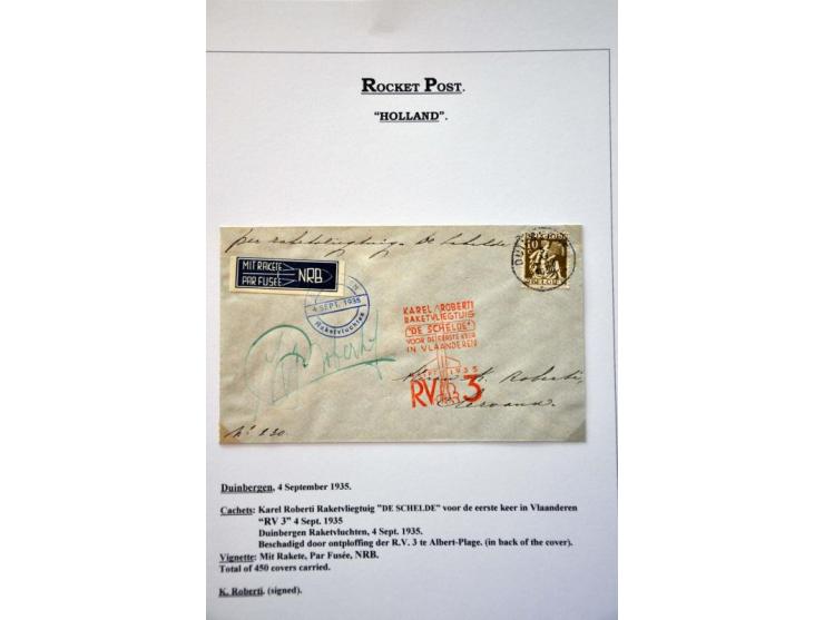 Rocket Mail (approx. 110 ex.) including Roberti, De Bruin and better pre-war covers (Sikkim, Australia, Italy, Belgium, Franc