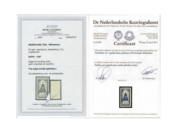 2½ en 5 gulden met certificaten Vleeming 2012 en NKD 2014, cat.w. 1075